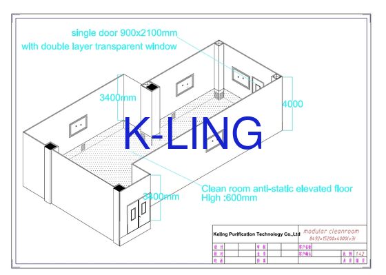 Controllo della temperatura e dell'umidità 5P cabina di flusso laminare con filtro HEPA H14 per assemblaggio e smontaggio rapido camera pulita modulare