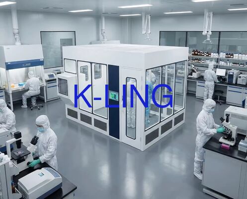 Sistema modulare di stanza pulita con filtri HEPA integrati per soffitti, pavimenti antistatici e livelli di pulizia ISO 5-8