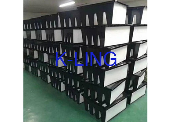 Capacità di polvere Fibra di vetro V Bank Filtro dell'aria di grado F7-F9 Per applicazioni a temperatura di 80.C